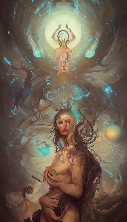 Prompt: portrait of a digital shaman, by peter mohrbacher