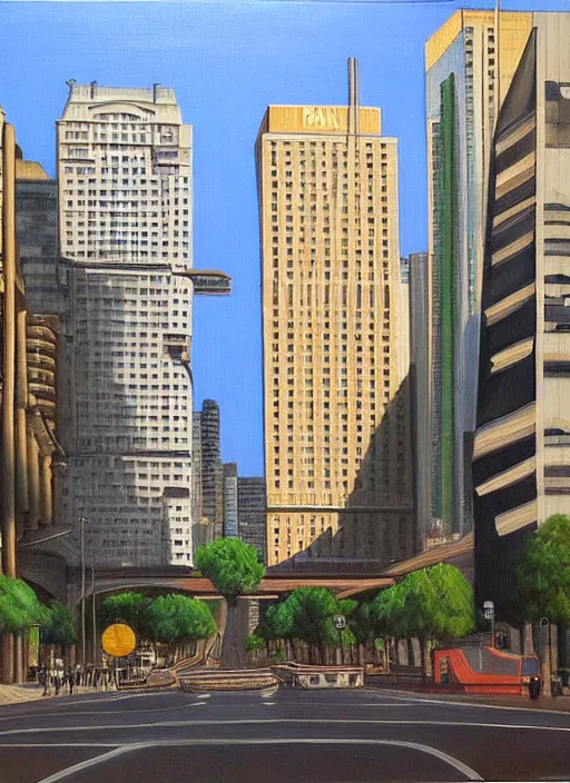 Image similar to avenida paulista in the xc century, very realistic beautiful painting, detailed, by gerardo dottori