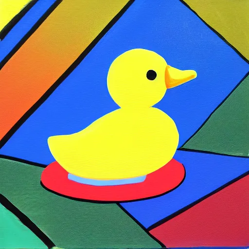 Image similar to rubber duck painting in the style of frank stella