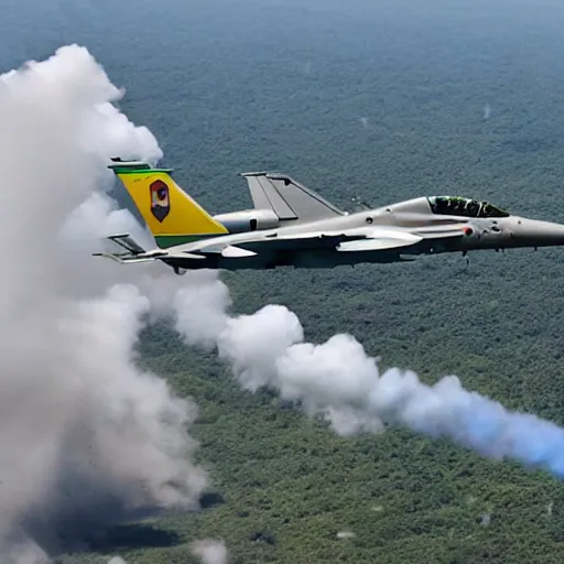 Prompt: Brazilian air force destroying Russian planes