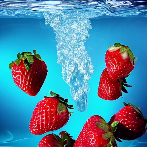 Image similar to half cut strawberry, splash underwater! photoshop edit, golden ratio