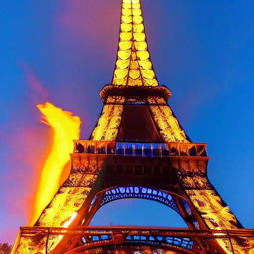 Image similar to eiffel tower on fire