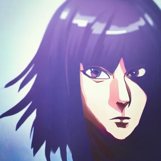 Image similar to “painted character portrait, Motoko Kusanagi in ghost in the shell”