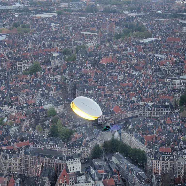 Image similar to a ufo hovering over Amsterdam