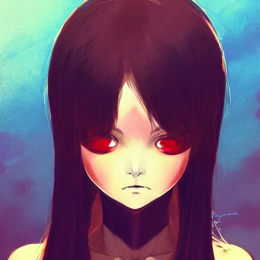 Image similar to A beautiful demon woman with big and cute red eyes || VERY ANIME, fine-face, realistic shaded perfect face, fine details. Anime. realistic shaded lighting poster by Ilya Kuvshinov katsuhiro otomo ghost-in-the-shell, magali villeneuve, artgerm, Jeremy Lipkin and Michael Garmash, Rob Rey and Kentarõ Miura style, trending on art station