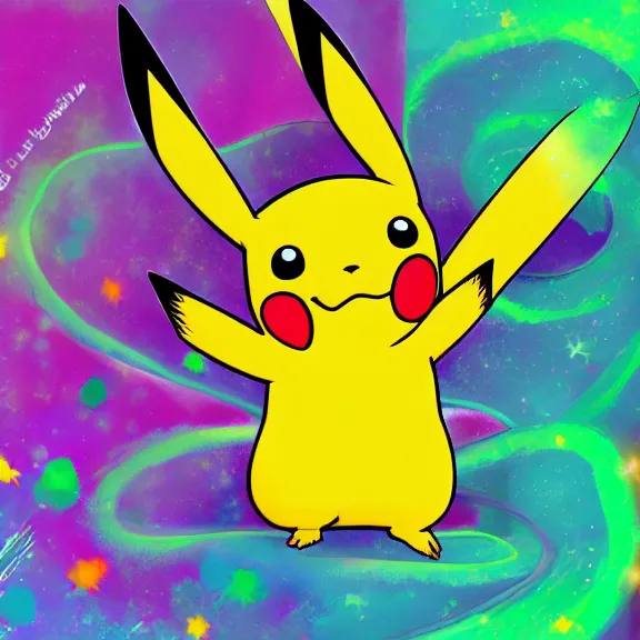 Image similar to pikachu on acid, digital art, 4k