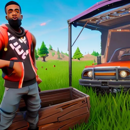 Image similar to J Cole in Fortnite very detailed, full body shot 8K quality super realistic