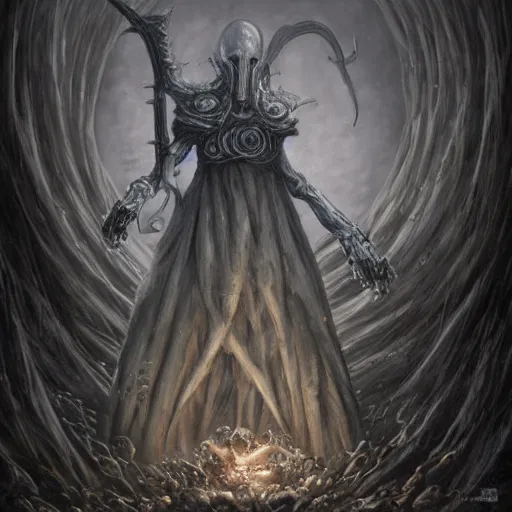 Prompt: squidward as a dark souls boss by david stoupakis