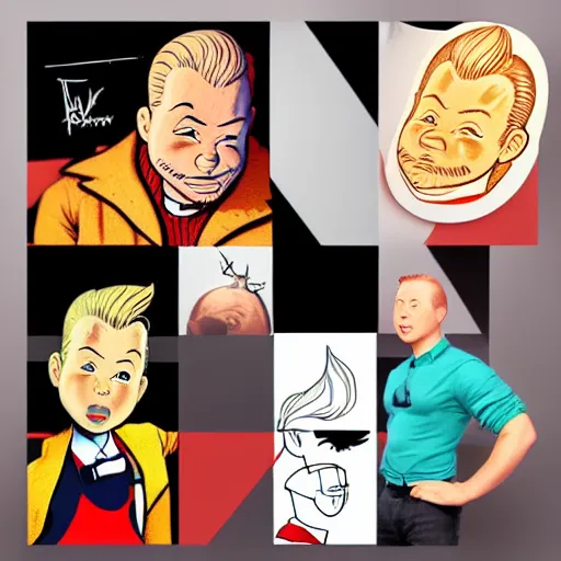 Image similar to portrait of tintin, style of artgerm