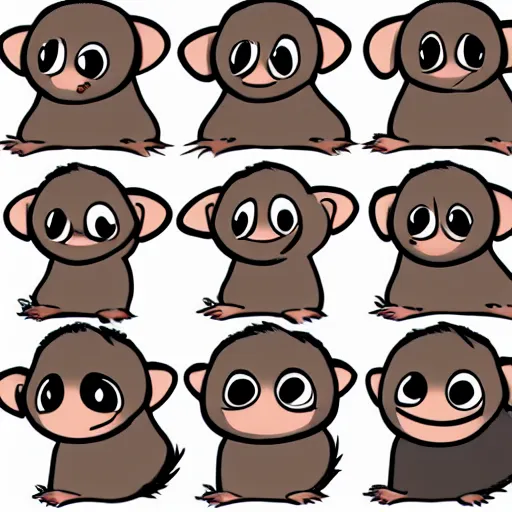 Image similar to character design of cute niffler, cartoon style, like goblin nft