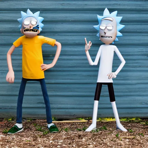 Prompt: real life rick and morty, DLSR photograph