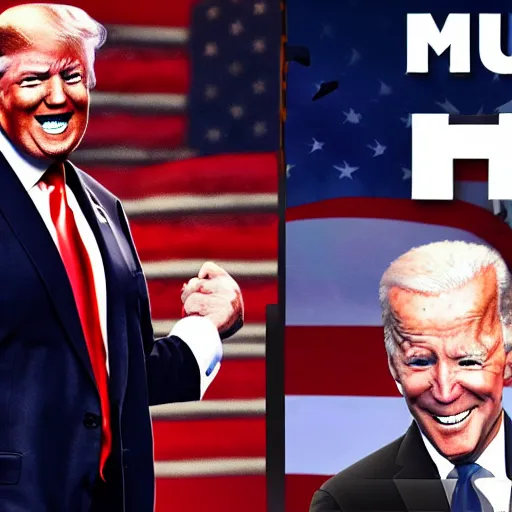 Image similar to Donald Trump fights Joe Biden in Mortal Kombat 11