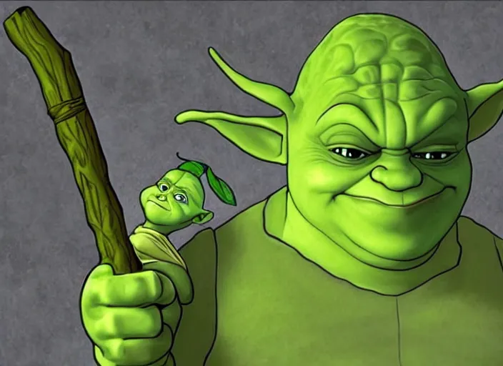 Image similar to Fusion Between Shrek and Yoda