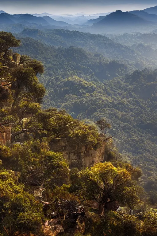 Image similar to ratanaba panoramic view, 8 k, hdr, great light, by greg rutkowski and annie leibowitz