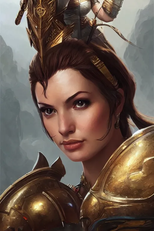 Image similar to amazon valkyrie athena, d & d, fantasy, portrait, highly detailed, headshot, digital painting, trending on artstation, concept art, sharp focus, illustration, art by artgerm and greg rutkowski and magali villeneuve