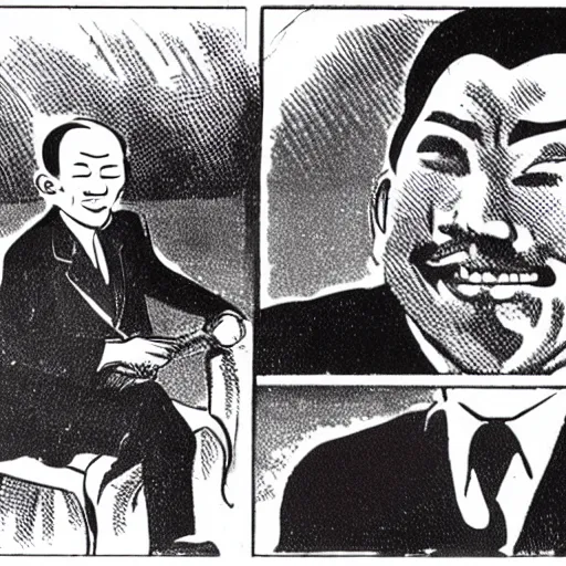 Prompt: A 1930s cartoon of Lee Kuan Yew