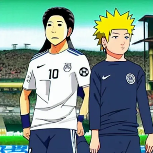 Image similar to harry kane and son heung-min in naruto,