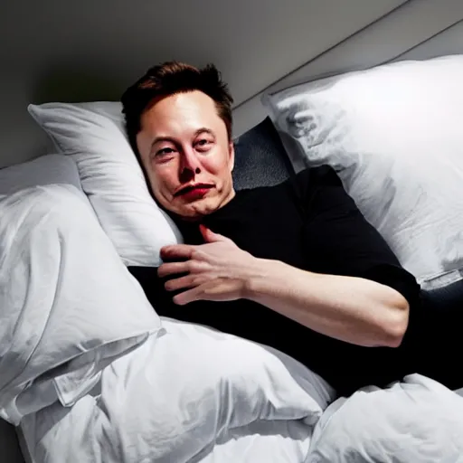 Prompt: Elon musk laying in bed sleeping