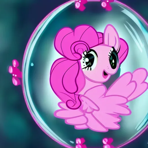 Image similar to Pinkie Pie 💓🐴 trapped inside a crystal ball 🔒🔮