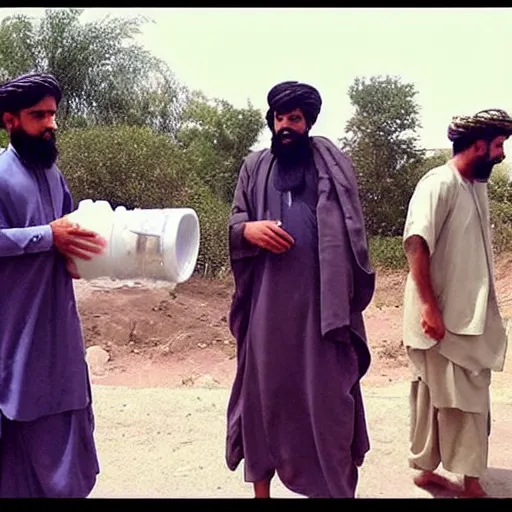 Prompt: Taliban doing Ice Bucket Challenge