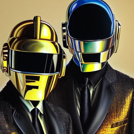 Image similar to Daft punk, close-up portrait art by Donato Giancola and James Gurney, digital art, trending on artstation