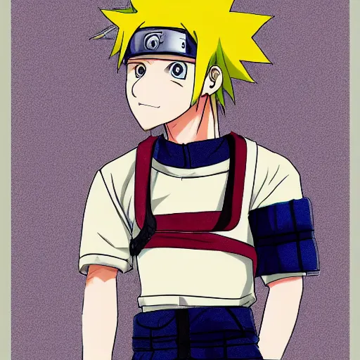 Prompt: a colored sketch of Naruto wearing casual clothes in the art style of Koyoharu Gotouge