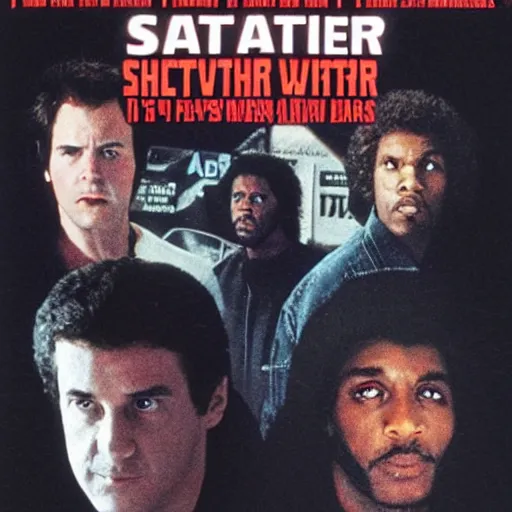 Image similar to movie poster for shaft vs. flatliners, 1 9 8 0's style, and 1 9 9 0's style