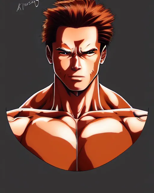 Prompt: portrait Anime as arnold schwarzenegger guy cute-fine-face, brown-red-hair pretty face, realistic shaded Perfect face, fine details. Anime. realistic shaded lighting by Ilya Kuvshinov katsuhiro otomo ghost-in-the-shell, magali villeneuve, artgerm, rutkowski, WLOP Jeremy Lipkin and Giuseppe Dangelico Pino and Michael Garmash and Rob Rey