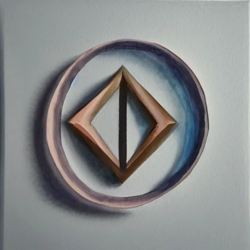 Image similar to 3D of the ethereum symbol, flat paint ,acrylic, minimal, abstract, art style by Joshy Sly, water color, soft pastel colors