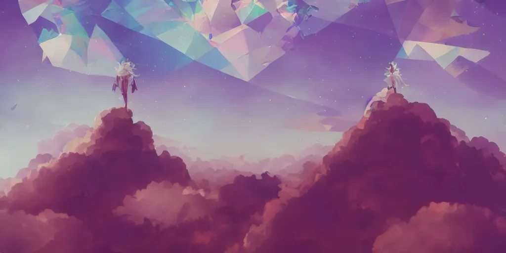 Image similar to african kingdom ascending from clouds, olympus platform, standing on a cloud, symmetrical!!, anime, prism highlights, depth of field, cinematic, filmic, vsco, concept art, art station, digital painting, elegant, epic, focus