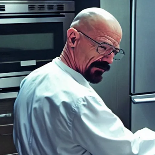 Image similar to Walter white working in a kitchen