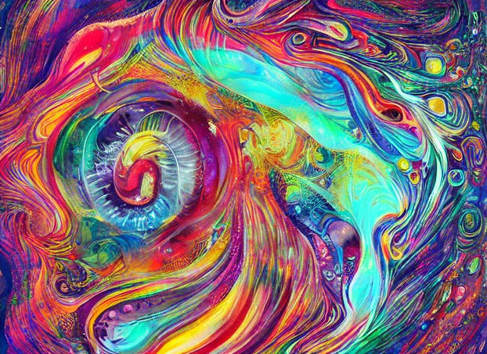 Prompt: an abstract painting of a swirl with bubbles, an ultrafine detailed painting by android jones, behance contest winner, psychedelic art, biomorphic, behance hd, lovecraftian