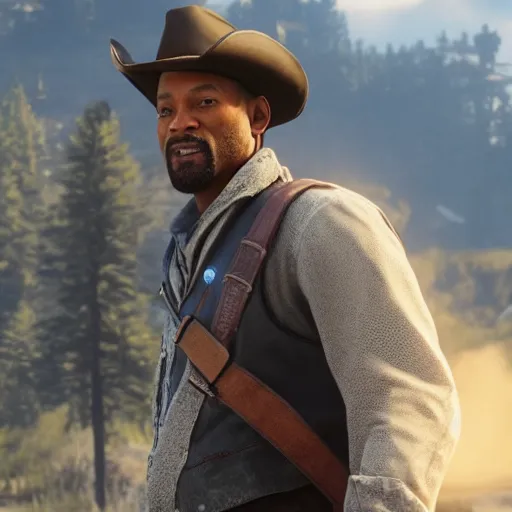 Image similar to Film still of Will Smith, from Red Dead Redemption 2 (2018 video game)