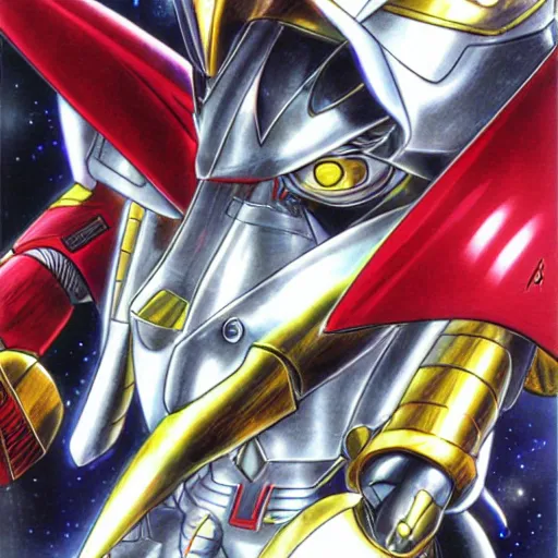 Prompt: Char Aznable by Yoshitaka Amano