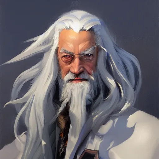 Image similar to greg manchess portrait painting of partially armored albus dumbledore as overwatch character, medium shot, asymmetrical, profile picture, organic painting, sunny day, matte painting, bold shapes, hard edges, street art, trending on artstation, by huang guangjian and gil elvgren and sachin teng