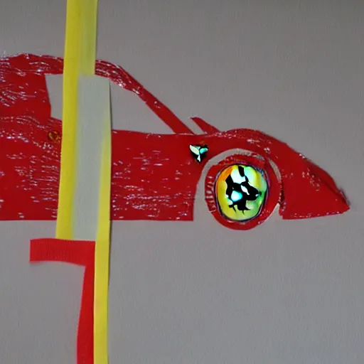 Prompt: Ferrari, tissue paper art