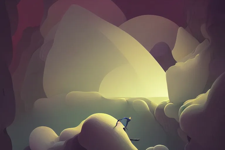 Image similar to a surreal dreamscape | | simple, solid shapes, dramatic lighting, children's book, hdr, high contrast, digital painting by jakub gazmercik, makoto shinkai, max masnyy, jakub gazmercik, beeple, patrick faulwetter, and heavenlydaemonic, surrealism, trending on artstation
