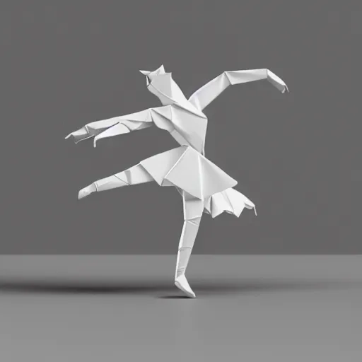 Image similar to origami dancer in white paper, 3 d render, ultra - detailed, on white background, studio shot