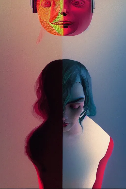 Image similar to woman wearing oculus and digital glitch head edward hopper and james gilleard, zdzislaw beksisnski, higly detailed