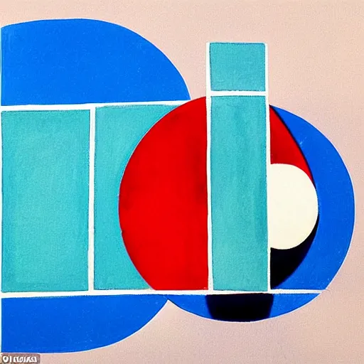 Image similar to Geometric Shapes - a red cube is located underneath a blue sphere