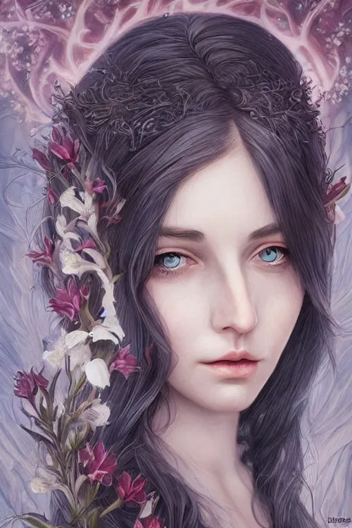 Image similar to portrait of beautiful elvish goddess , 8k, highly detailed, sharp, realistic, in style of Anna Dittmann