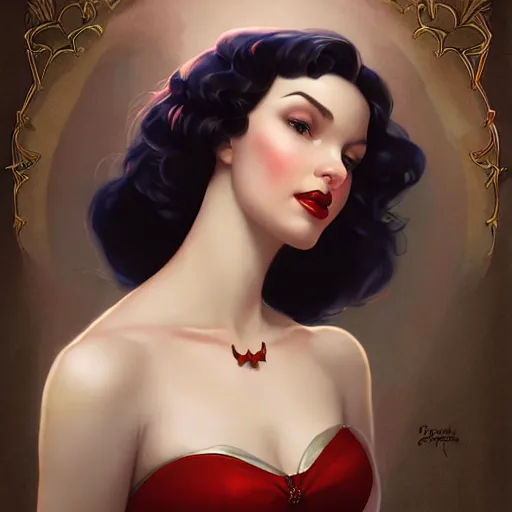 Image similar to a portrait of snow white by charlie bowater and anna dittmann and gil elvgren.