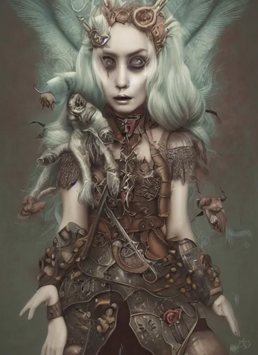 Prompt: pop surrealism, lowbrow art, realistic viking painting, armor, hyper realism, muted colours, rococo, natalie shau, loreta lux, tom bagshaw, mark ryden, trevor brown style,