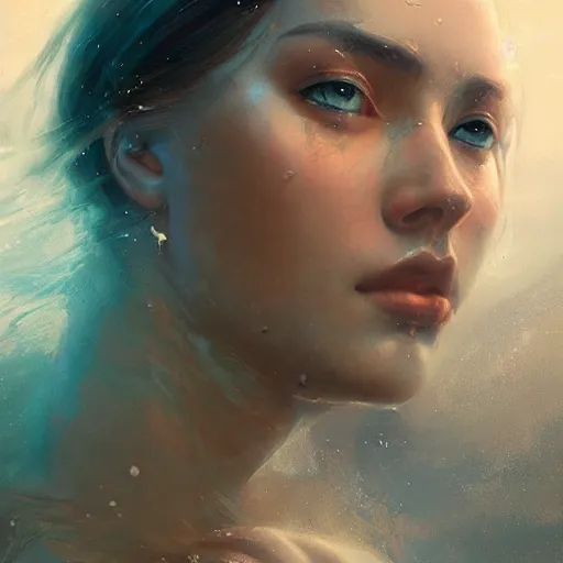 Image similar to a beautiful portrait of a water goddess by Greg Rutkowski and Raymond Swanland, Trending on Artstation, ultra realistic digital art