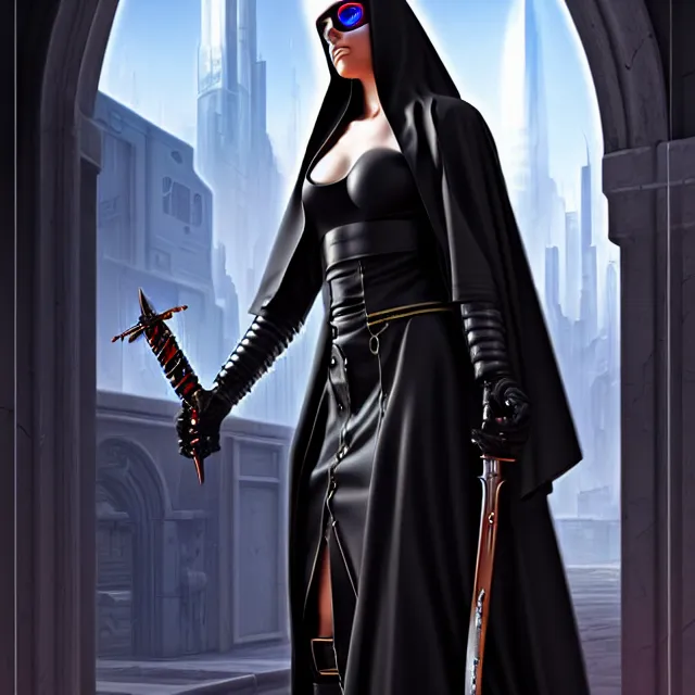 Image similar to cyberpunk nun warrior artgerm anne stokes highly detailed 8 k hdr smooth sharp focus high resolution award - winning photo photorealistic