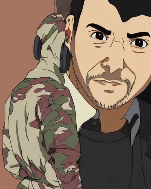 Prompt: a close - up portrait of joe rogan, anime style by studio ghibli and toei, highly detailed, trending on artstationhq