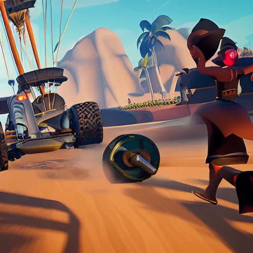 Prompt: a racing game set in sea of thieves