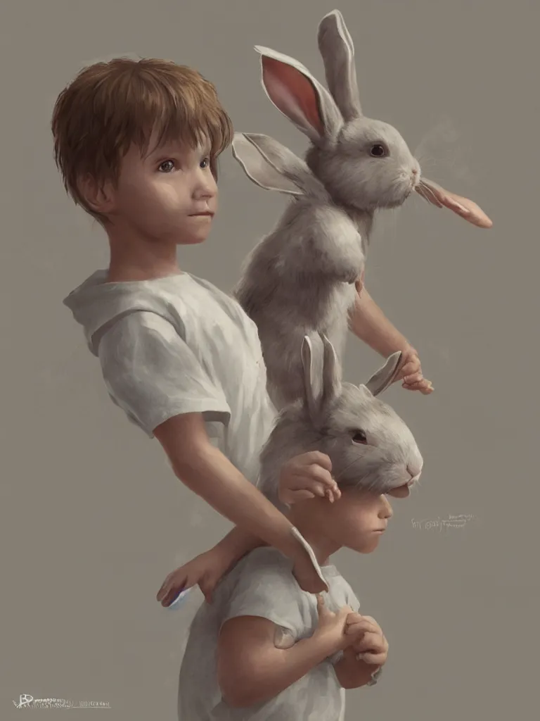 Image similar to child with bunny rabbit mask by disney concept artists, blunt borders, rule of thirds