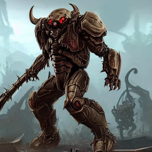 Image similar to armored insect monster from doom eternal