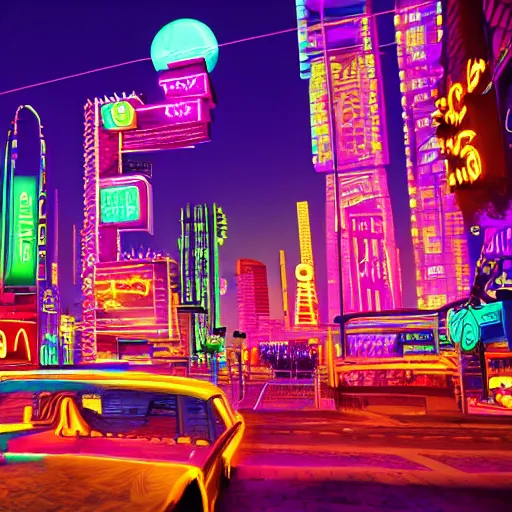 Image similar to utopian city with lots of neon lights